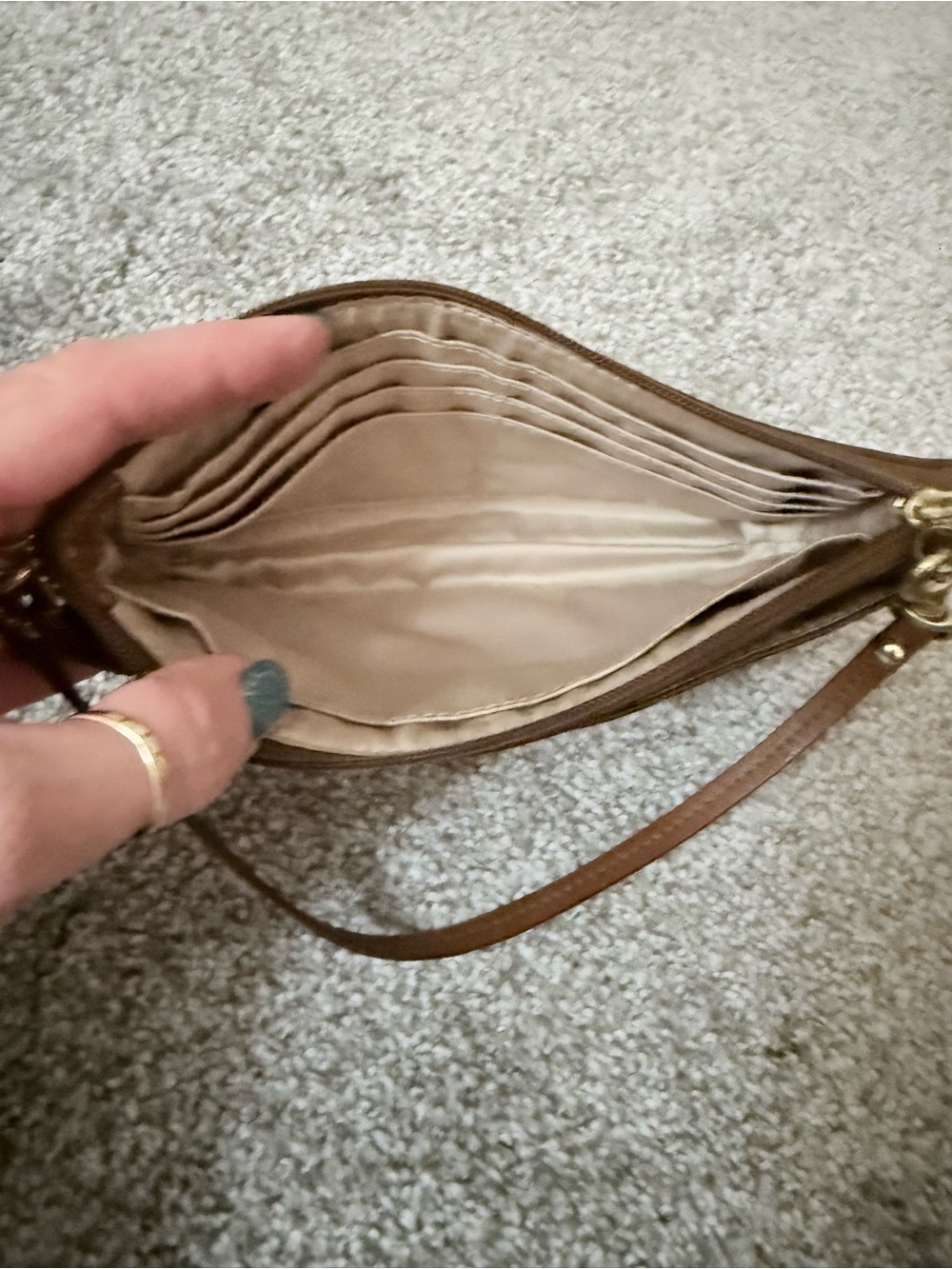 Coach Brown Signature Canvas Wristlet with Leather Strap - Picture 5 of 6